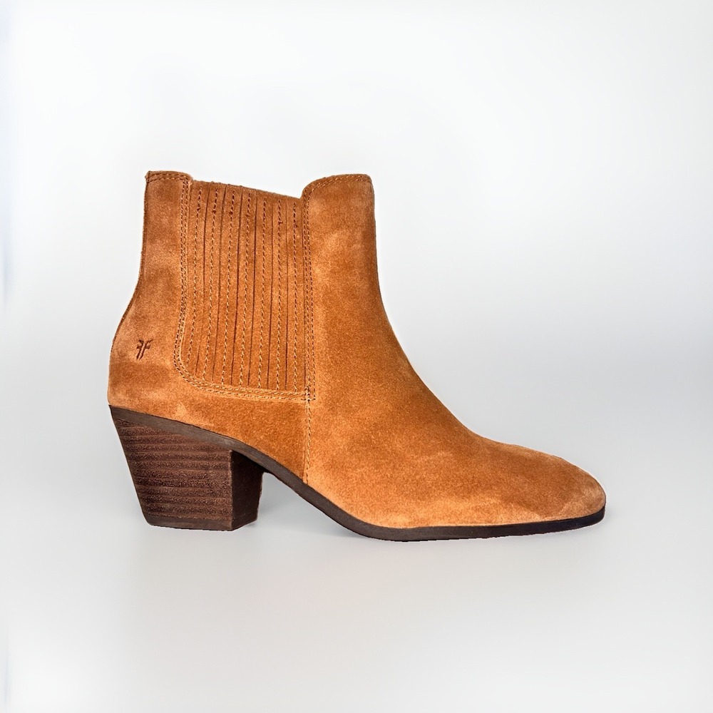 Frye Sandra Ankle Bootie Boots Cognac Brown Leather Western Women 9M NEW